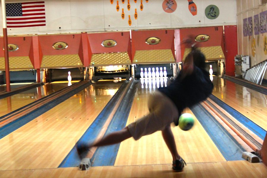 Team captain Russell Nagamine completes his signature finish in the seasonʻs final game against King Kekaulike on Thursday, Oct. 23, at the Maui Bowling Center. Both teams won, 3-0, and the girls finished in second, while the boys finished in third.