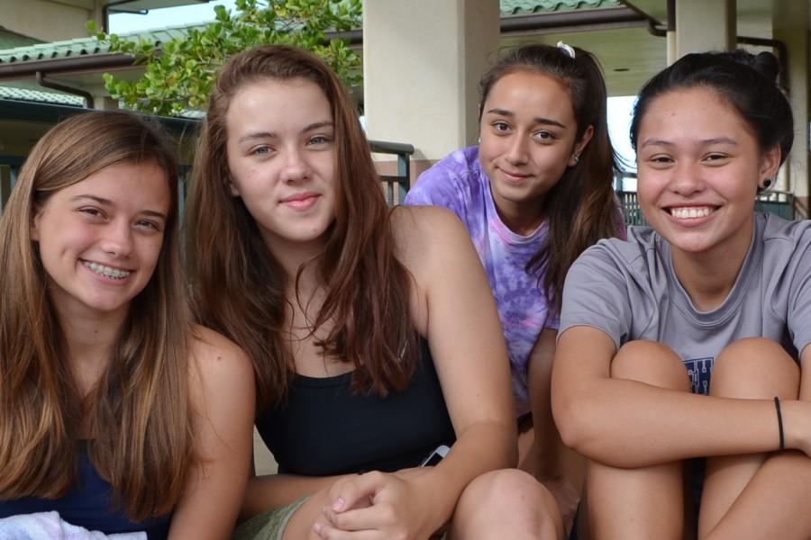 Taylor Redman, Kerisyn Gilbert, Seana Lanias, and Keely Logan are all freshmen joining the KS Maui swim team this year