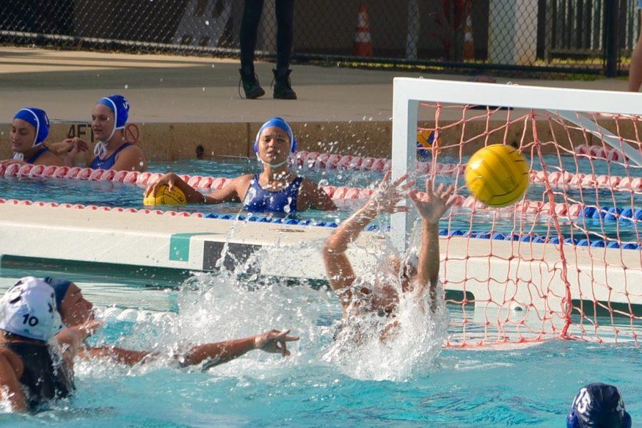 The Warriors Riann Fujihara scores the fourth and final point for the Warriors against King Kekaulike on Tuesday April 26, at Piilani Pool. The Warriors move on in the MIL tournament. The will face the Baldwin Bears at 5:15 tomorrow at Piilani Aquatic Center.