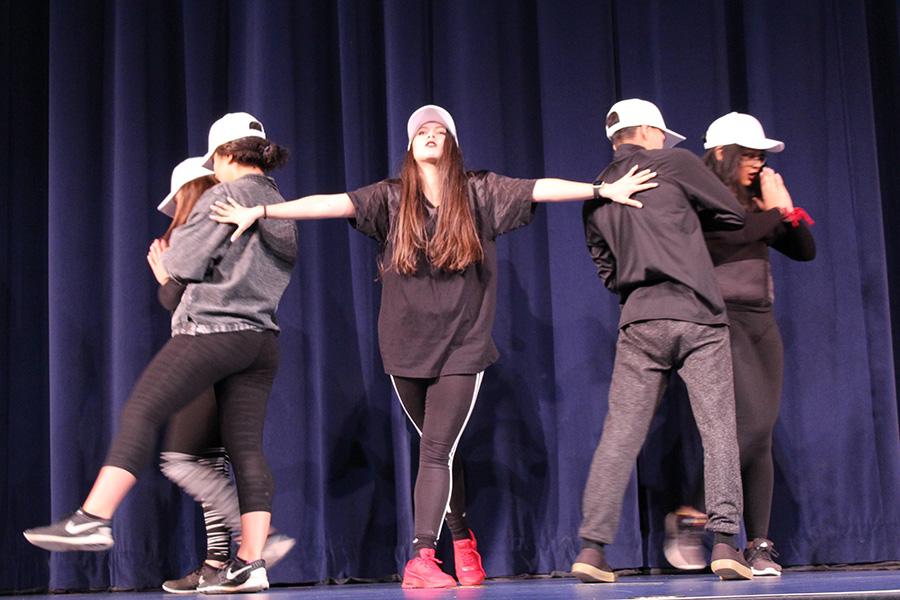 The senior dance crew performs for their entry in the Kamehamehaʻs Best Dance Crew competition at their last Spring Spirit Week at Kamehameha Schools Maui. Led by student choreographer Shaylee Yamashita, the team placed first in this event.