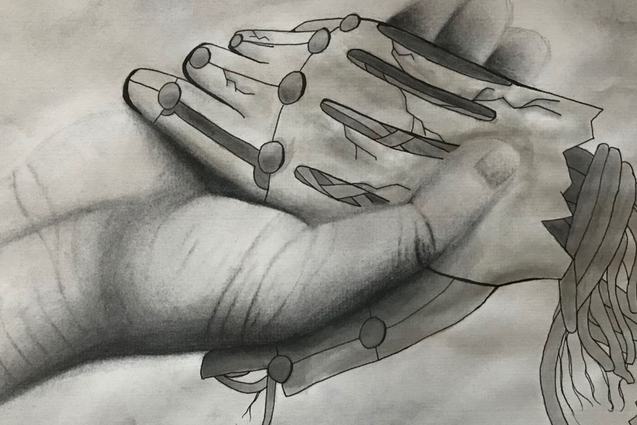 Holding+on+to+Hope+is+a+graphite+artwork+by+junior+Connor+Viela%2C+who+works+in+grayscale+and+color+despite+color+blindness.