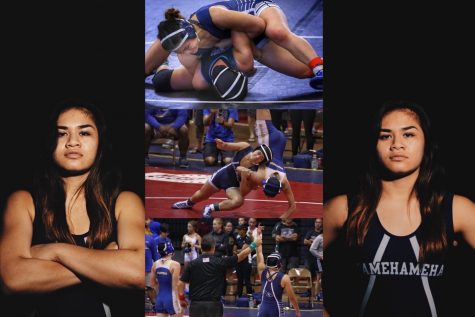 Senior Ashlee Palimoʻo, team captain, Maui Interscholastic League champion, and state finisher in wrestling.