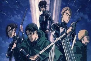 Sasha Braus, Squad Captain Levi Ackerman, Commander Hange Zoë, Jean Kirstein, and Armin Arlert are members of the Survey Corp from the island of Paradis. They Use omni-directional mobility gear to maneuver around buildings. The gear was originally designed to combat titans, but is used in many scenarios throughout 'Attack on Titan.'