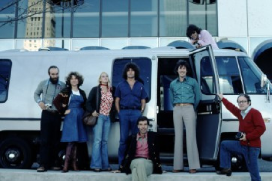 Blast off: The crew at Environmental Communications, Minneapolis 1975. Dr. Gary Greenberg is third from the right. His passions in the arts and biology came together in this company that he founded with his brother. Since then, Dr. Greenberg, a long-time KSM substitute teacher, has refined the melding of arts and science through microscopic research and photography. Photo used courtesy of Dr. Greenberg.